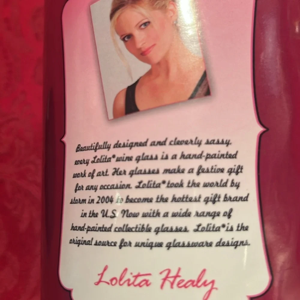 Lolita Wine Glass with Pink and Black Design